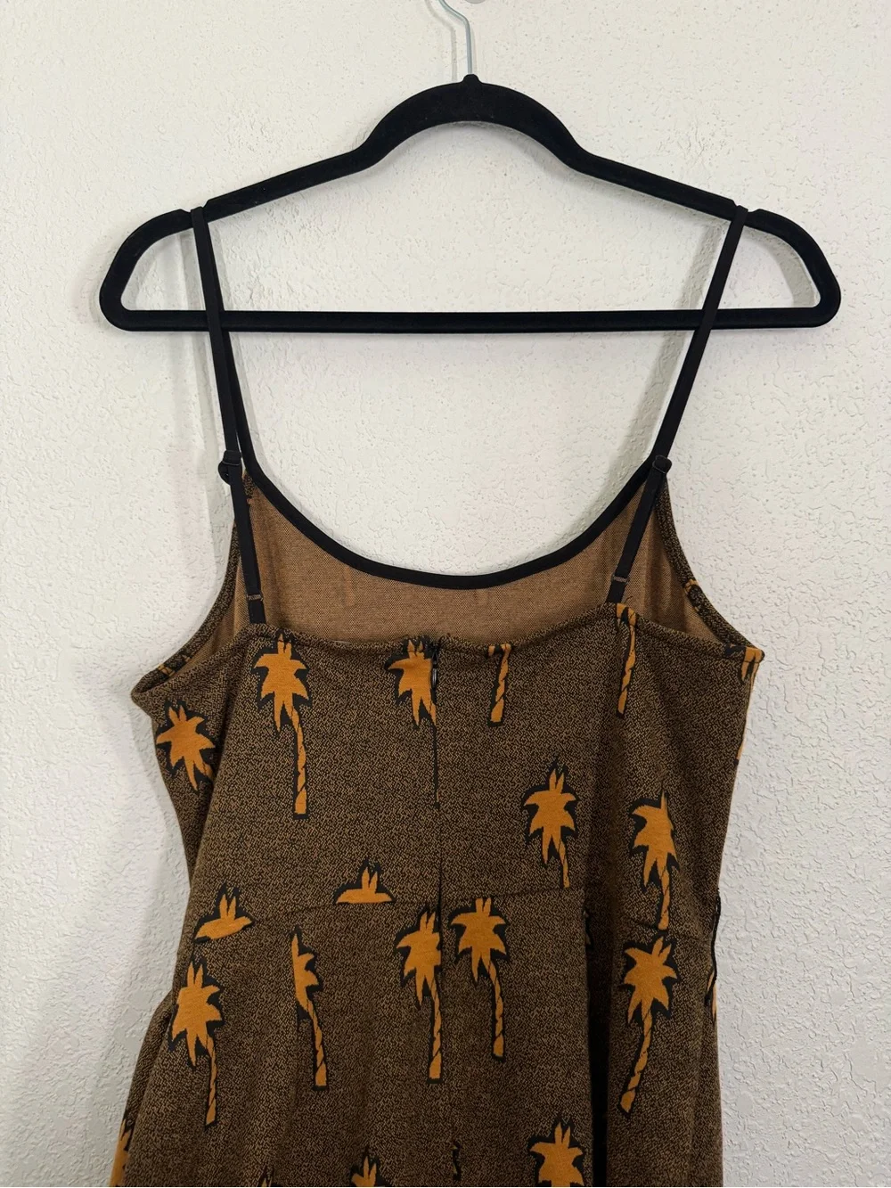 Hutch x ModCloth Palm Tree Belted Faux Wrap Sleeveless Midi Dress Brown Medium